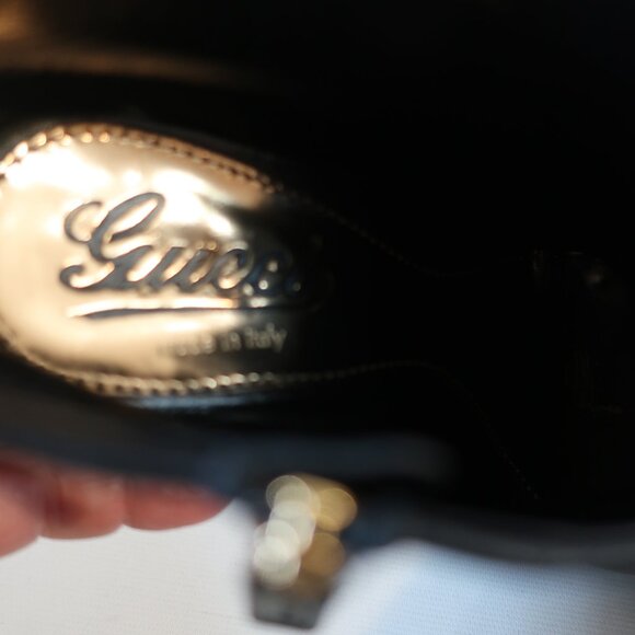 Women Gucci Black Nappa Steve Leather Stiletto Heel Platform Booties 36 US/6 - Picture 8 of 15